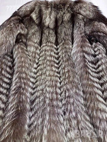Кожено палто от естествена кожа - сребърна лисица , снимка 4 - Палта, манта - 53576337