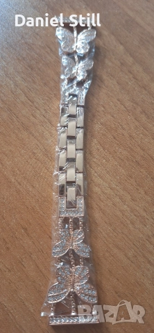 Елегантен Модел Универсална Дамска верижка с инкрустирани блестящи камъчета, снимка 2 - Каишки за часовници - 52747443