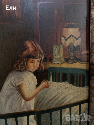 Маслена картина, “Лека нощ”, К. Бъчварова, 1940, снимка 4 - Картини - 52553466