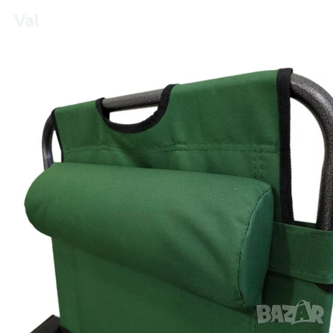 Сгъваем зелен шезлонг с възглавница - комфорт и релакс, снимка 3 - Градински мебели, декорация  - 53918241