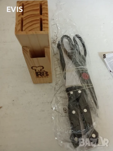 Комплект ножове RB Renberg Bonn – Неръждаема стомана с дървена поставка 🌳, снимка 1