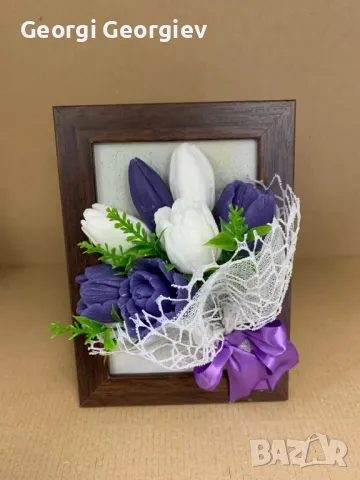 цветя изработени с глицеринов ароматен сапун и Българска роза , снимка 3 - Декорация за дома - 50104897