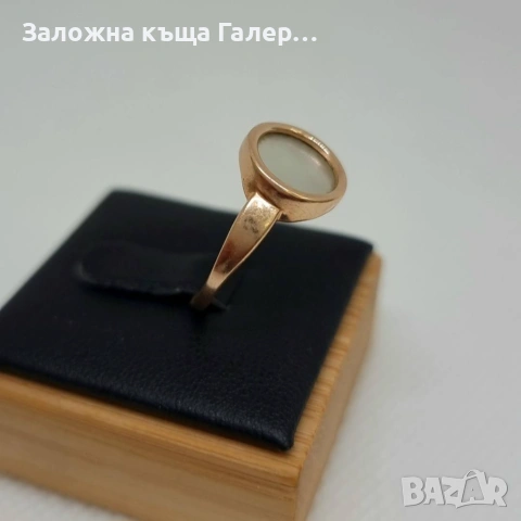 Стилен златен пръстен с перламутър – 585, 2,10г, снимка 3 - Пръстени - 54215145