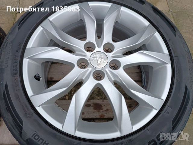 Лети джанти 17ки 5х108 Peugeot + летни гуми 215/55/17 Rotalla, снимка 7 - Гуми и джанти - 52816180