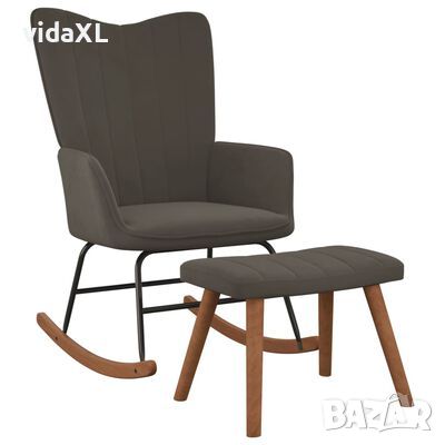 vidaXL Люлеещ стол с табуретка, тъмносив, кадифе(SKU:328151