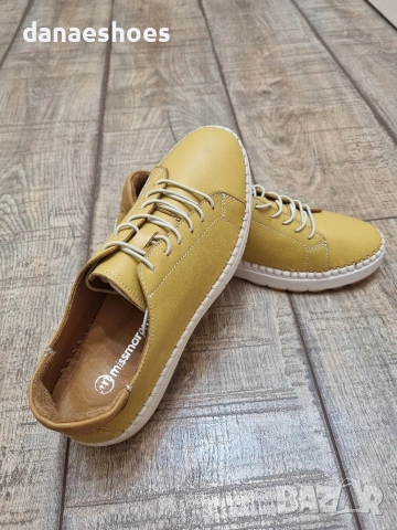 Дамски спортни обувки от естествена кожа в жълто , снимка 2 - Дамски ежедневни обувки - 53890826