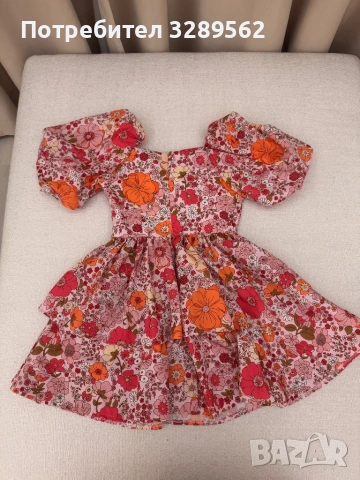 Рокля на цветя с буфан ръкави , снимка 2 - Рокли - 54272614