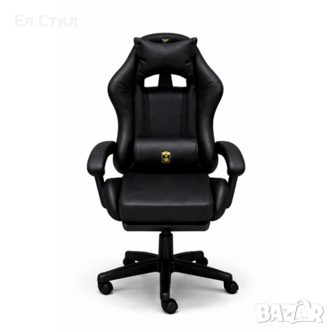 Премиум геймърски стол с масажна функция, поставка за крака и ергономична метална рамкаЧерен, снимка 5 - Столове - 53565298