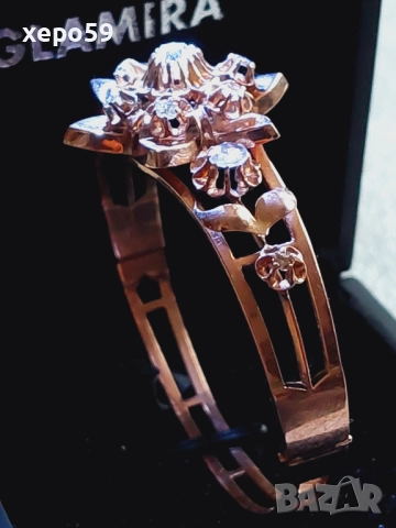 Автентична Руска златна дамска гривна с инкрустирани множество диаманти,злато 14 карата(56),19 век, снимка 11 - Гривни - 52682528