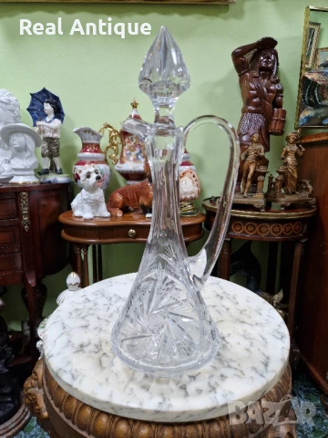 Уникална антикварна чешка кристална гарафа Бохемия Bochemia 