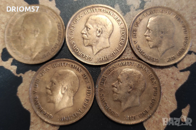 Английски монети - 5 бр.› Крал Джордж V (1927-1936), снимка 2 - Нумизматика и бонистика - 50767762