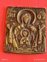 Стара бронзова икона Света Богородица знамение използвана при военни походи за закрила 54094, снимка 6