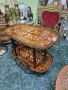 Прекрасна антикварна френска маса за сервиране дървена с интарзия и бронз , снимка 1 - Антикварни и старинни предмети - 45128545