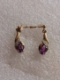 Златни дамски обеци с диаманти и аметисти,злато 375 , снимка 3