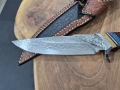 Ръчно изработен ловен нож дамаска стомана с кожена кания LN432, снимка 7