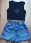 Дънкови къси панталонки с 2 бр. топ, снимка 3