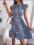 Дамски флорални рокли с ефектно плисе  , снимка 1 - Рокли - 45975170
