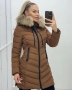 Зимно дълго яке, естествен пух на качулката – 4251 кафяв 5 цвята, снимка 1
