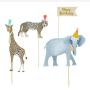 Слон Жираф Леопард диви зоо сафари джунгла животни Happy Birthday картонени топери украса торта, снимка 1 - Други - 45671391