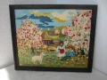 Картини:1973 картина деца с национални носии с рамка, танц, наивна картина и дървен поднос ръченица, снимка 10