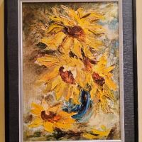 Авторска Маслена живопис,, Натюрморт с цветя ", снимка 2 - Картини - 45220910