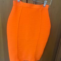 Оранжева рипсена пола с цип, снимка 1 - Поли - 45496907