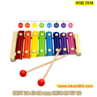 Дървен детски ксилофон с 8 метални пластини - КОД 3538, снимка 7 - Музикални играчки - 45022408