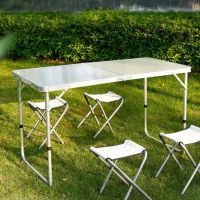 Комплект сгъваема маса и столове Malatec 7893, 4 стола, алуминиев материал, снимка 1 - Къмпинг мебели - 46167283