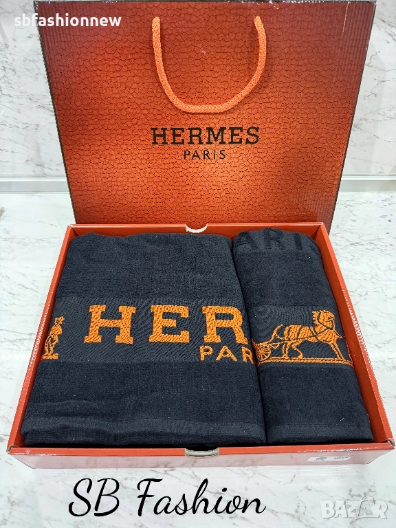 Кърпи Hermes в черно в кутия, снимка 1