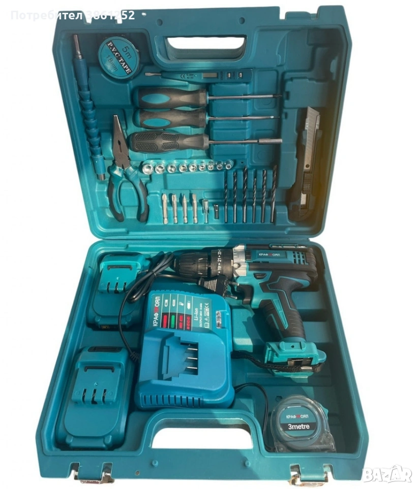 Комплект акумулаторен винтоверт – 30 части, снимка 1