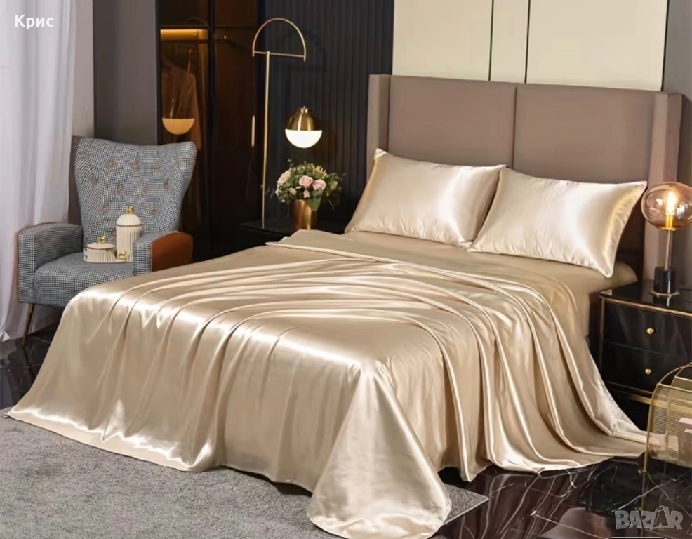 Сатенен комплект за спалня от 3 части 240х220см., снимка 1