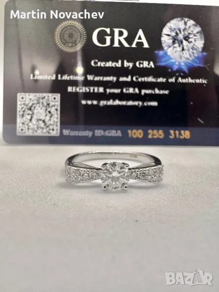 Сребърен пръстен с мойсанит (Диамант) 0.5 карата, снимка 1