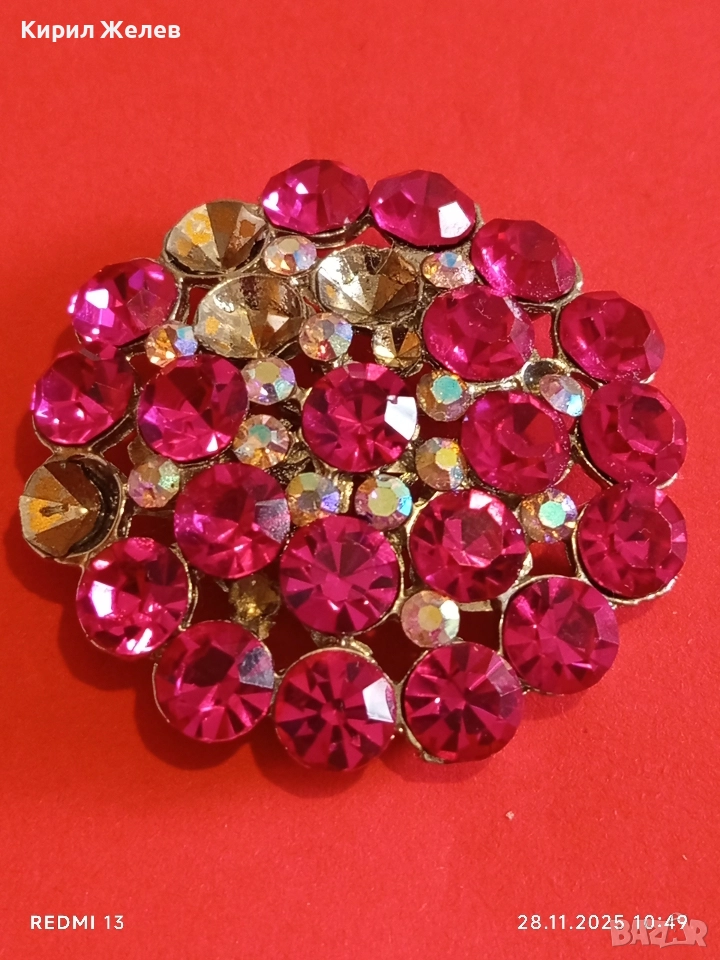 Изящна кристална брошка Арт с кристали ЦИТРИН 52262, снимка 1