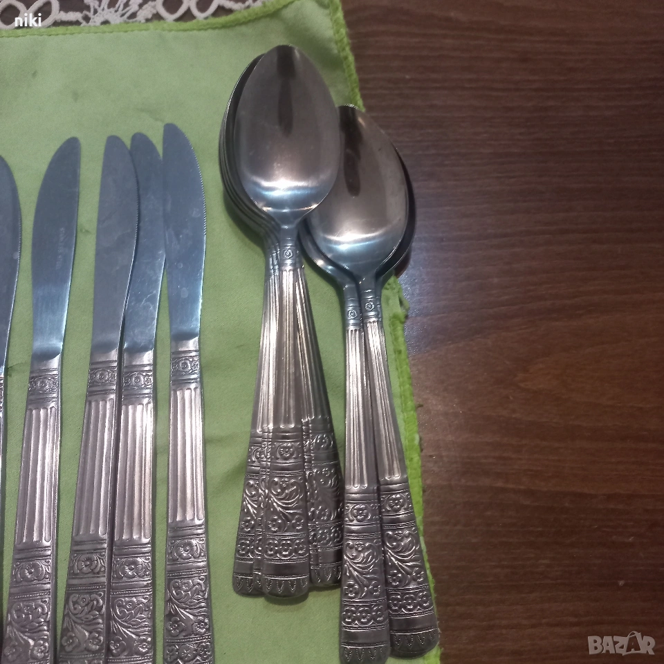 12 големи лъжици, 8малки лъжици, вилица 9, ,11 ножа, снимка 1