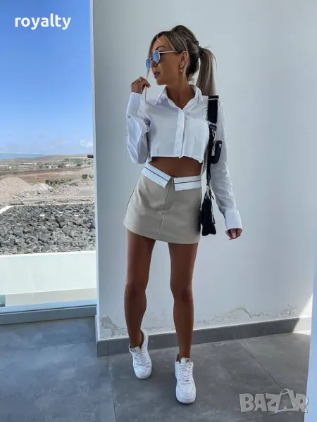 Бежова полапанталон с цип, снимка 1