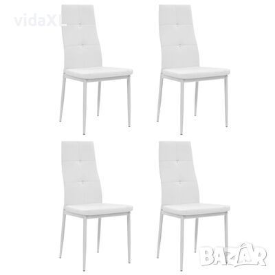 vidaXL Трапезни столове, 4 бр, бели, изкуствена кожа(SKU:243647, снимка 1