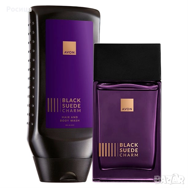 Комплектът душ гел за коса и тяло Black Suede Charm | 250 мл | • Тоалетна вода Black Sued, снимка 1