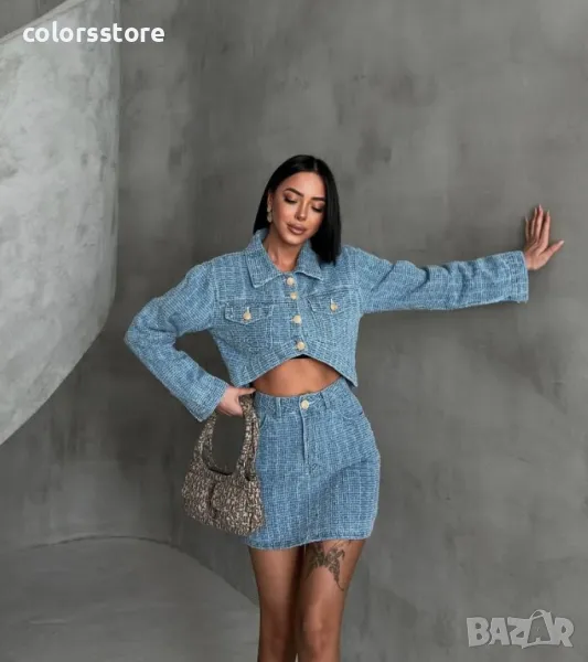 Дамски дънков сет с пола Light, снимка 1