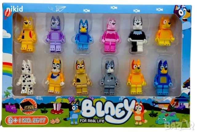 12 фигурки за Лего конструктор Блуи и Бинго Bluey and Bingo Чили за игра украса на торта пластмасови, снимка 1