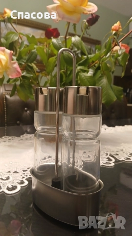 Стъклен Оливник 3 части, снимка 3 - Аксесоари за кухня - 51980723