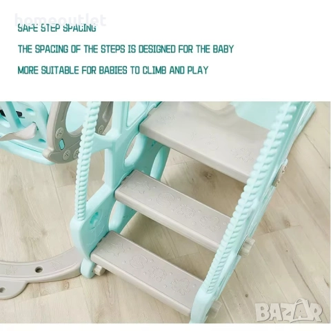 ПРОМОЦИЯ Детска пързалка 3-в-1 с люлка и баскетболен кош LY-HDCHT-01, снимка 3 - Други - 52751839