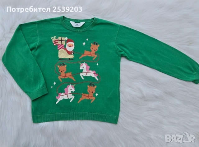 Детски Коледен пуловер H&M 6-7 години , снимка 6 - Детски пуловери и жилетки - 52558792