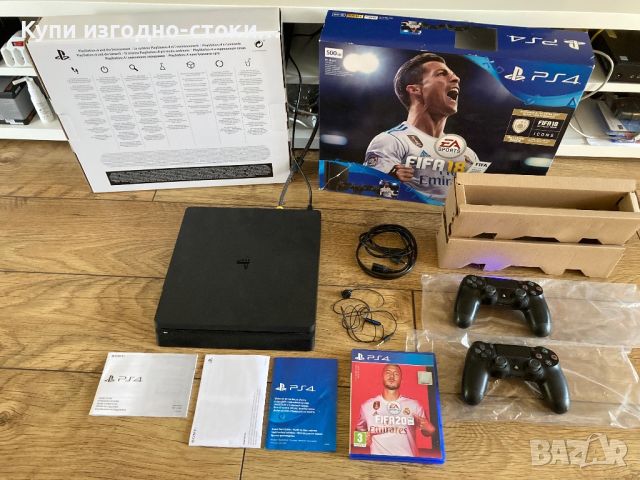 PS4 Slim 500gb с два джойстика и игра Fifa2020, снимка 1