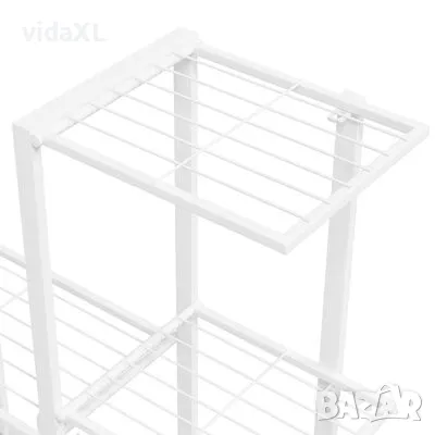 vidaXL Цветарник на колела, 94,5x25x92,5 см, бял, метал（SKU:336115）, снимка 4 - Други - 49413899