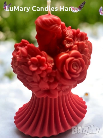 Свещ” Червената дама”, снимка 5 - Декорация за дома - 53223038