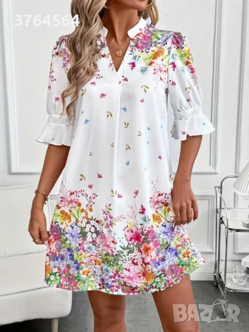 Eлегантна дамска рокля с флорални мотиви, снимка 3 - Рокли - 50956297