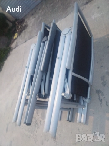 Комплект 3 броя луминиеви сгъваем стол-шезлонг с подлакътници за плаж, басейн, градина, вила, пикник, снимка 2 - Градински мебели, декорация  - 53823260