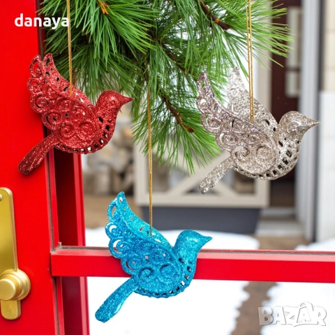 6188 Комплект коледни играчки за елха Птици, 3 броя, снимка 4 - Декорация за дома - 51909006