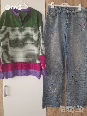 Нова блуза и дънки с бродерия , снимка 4 - Блузи с дълъг ръкав и пуловери - 53823565