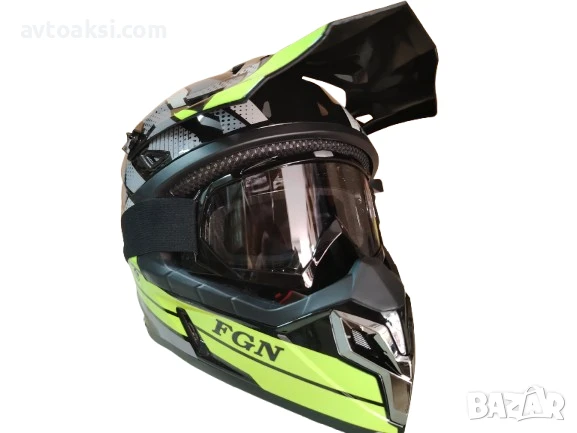 Каска Крос Мотор/Скутер/Бъги/Вело/АТВ с очила, снимка 2 - Аксесоари и консумативи - 50603693